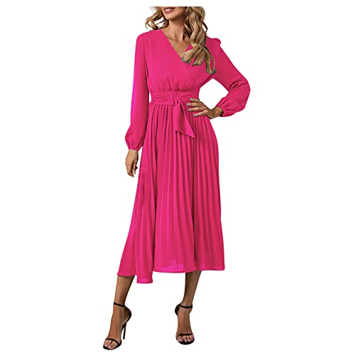 Langarmshirt Damen Mädchen Kostüm Petticoat Kleid Kleider Summer Hoodiekleider Damen Hochzeit Kleid Damen Kostüme Übergröße (Hot Pink, L) von Feibeauty