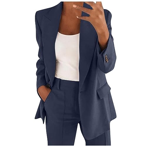 Pieces Blazer Damenpieces Blazer Damen Oversized Blazer Damen Blusen Damen Elegant Festlich Open Front Mantel Pailletten Jacke Oversize Pullover Norweger Pullover Bauchfreies Oberteil (Marine, XXL) von Feibeauty