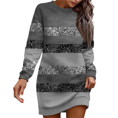 Strickkleid Damen Festliche Kleider Damen Pullover Winter Christmas Sweater Damen Pulloverkleid Damen Herbst Pinkes Kleid Spitze Sweater Damen (Gray, S) von Feibeauty