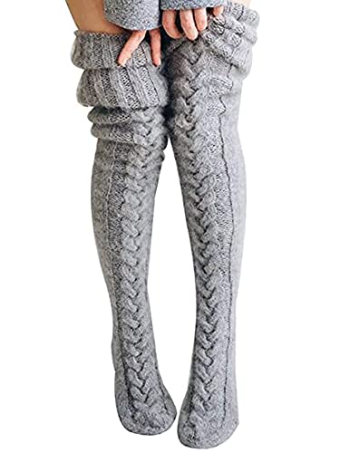 Frauen Lange Stiefelstrumpf Twist Strick über scharfe Socken Einfarbig Winter Warme Leggings Socken von Felcia