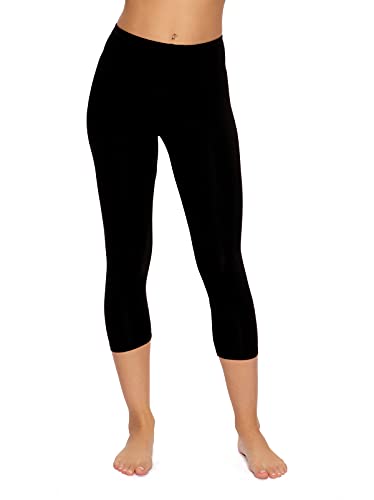 Felina | Cotton Modal Capri Leggings | Super Soft | Lightweight (Black, X-Large) von Felina