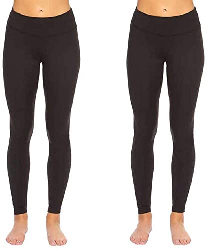 Felina Leggings Wide Waistband Suede Light Weight Super Soft Mid Rise Silhouette 2 Pack (2 Pack - Black, Small) von Felina
