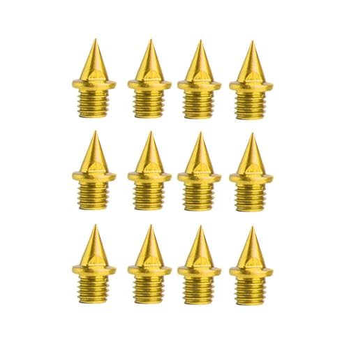 Fenteer 12 Stück Ersatzspikes für Laufschuhe, Leichtathletik-Laufspikes, rutschfeste Laufspikes für kurze Laufsportprüfungen, Gold von Fenteer