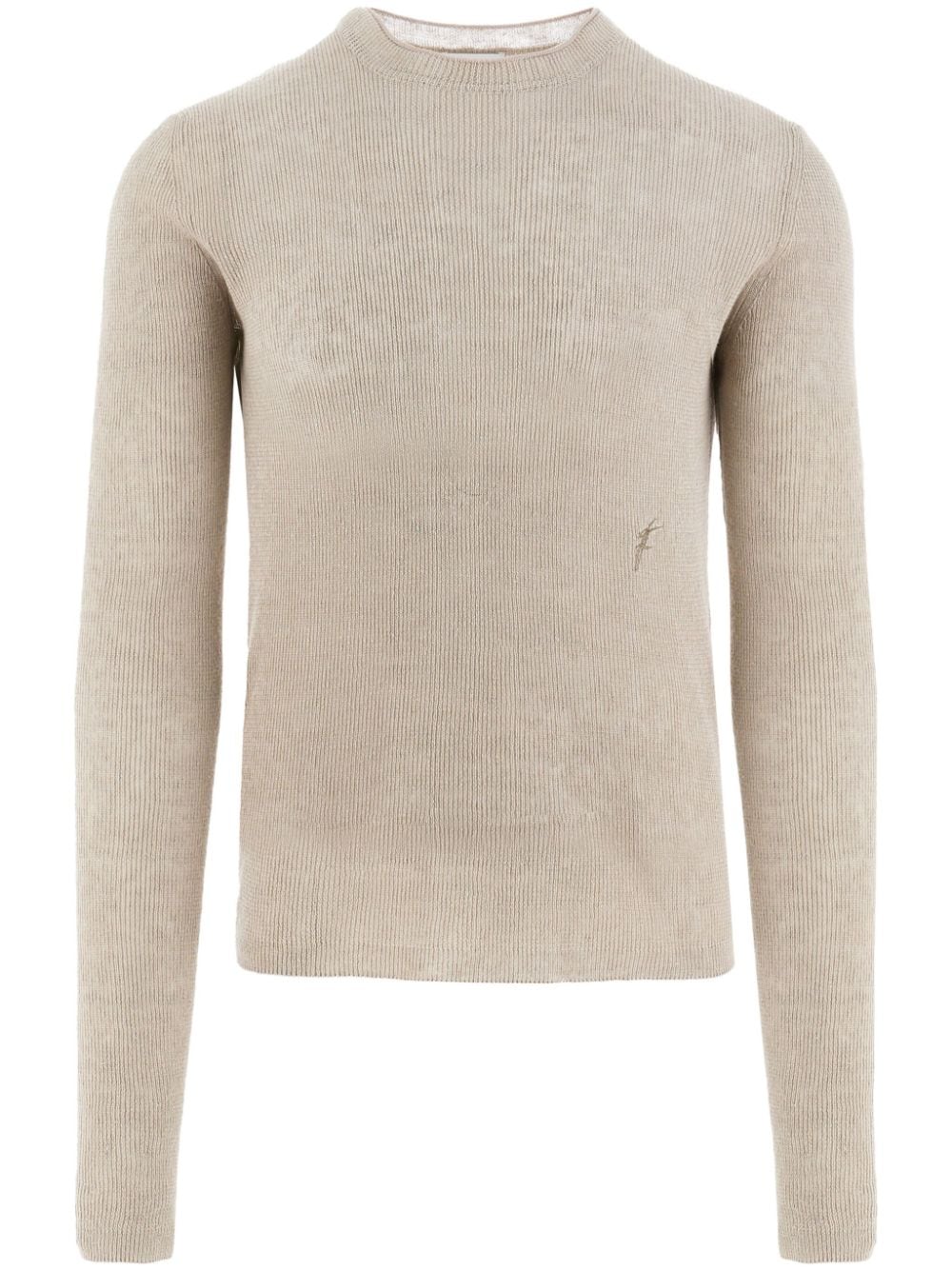 Ferragamo Gerippter Strickpullover mit Logo-Stickerei - Grau von Ferragamo