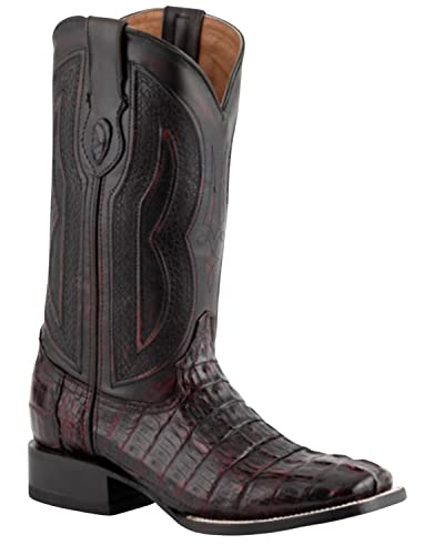 Ferrini Dakota Herren-Stiefel, Krokodil-Stil, quadratischer Zehenbereich, wadenhoch, Schwarz, Schwarz, 42 EU von Ferrini