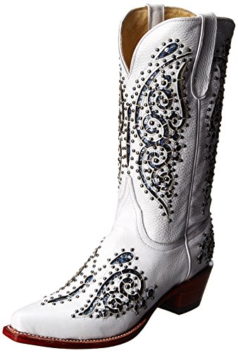 Ferrini Damen Butterfly V Toe Westernstiefel, Weiß/Schiefer, 8 von Ferrini