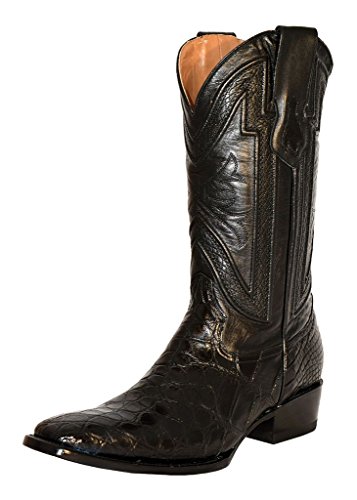 Ferrini Italia American Alligator Herren-Stiefel, quadratischer Zehenbereich, wadenhoch, Schwarz, Schwarz, 42 EU von Ferrini