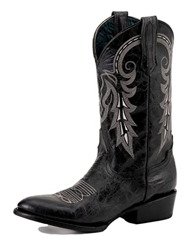 Ferrini Italia Jesse Alligator Herrenstiefel, quadratischer Zehenbereich, wadenhoch, Braun, Schwarz, 46 EU von Ferrini