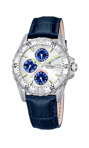 Festina Herrenuhr F16059/C Outlet Edelstahlgehäuse 316l Silber 316L Edelstahl Armband Silber, blau von Festina