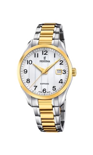 Festina Herrenuhr F20027/1 Swiss Made Uhrengehäuse aus Edelstahl 316L Multi Armband aus Edelstahl 316L Multi, weiß von Festina