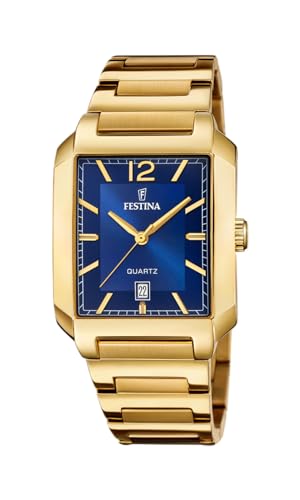 Festina Herrenuhr F20678/3 On The Square Gehäuse Armband Edelstahl Gold F20678 von Festina