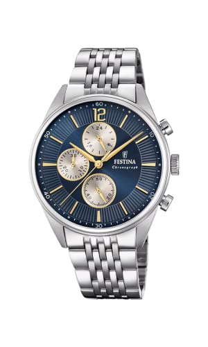 Festina Herren Analog Quarz Uhr mit Edelstahl Armband F20285/7 von Festina