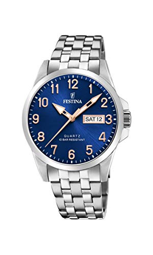 Festina Unisex Erwachsene Analog Quarz Uhr mit Edelstahl Armband F20357/B von Festina