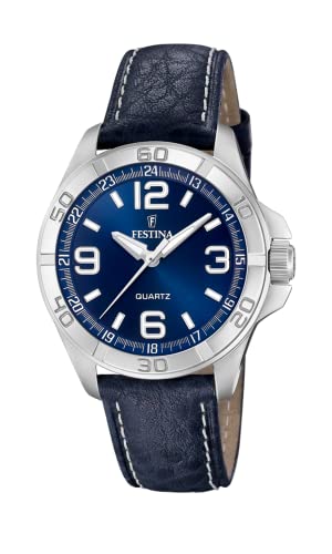 Festina Watches Herren Uhr analog Quarzwerk mit Leder Armband F20444/2 von Festina