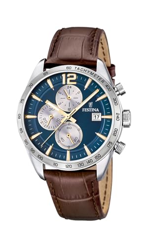 Festina Herren Analog Quarz Uhr mit Leder Armband F16760/7 von Festina