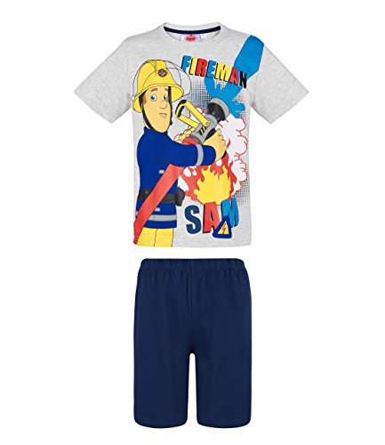 Feuerwehrmann Sam Jungen Shorty-Pyjama - grau - 128 von Fireman Sam