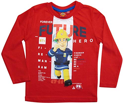 Feuerwehrmann Sam Langarmshirt Jungen Rundhalsausschnitt (Rot, 110-116) von Fireman Sam