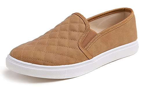 Feversole Damen Casual Slip On Sneaker Komfort Cupsole Loafer Flats, Bronze gestepptes veganes Leder FVS00123-37EU von Feversole