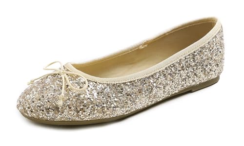 Feversole Damen Klassische Ballerinas Profilsohle Glänzende Paillette Flach,Ballerinas Damen Elegant Helles Gold 37.5 Feversole Damen Klassische Ballerinas Profilsohle Glänzende Paillette Flach,Ballerinas Damen Elegant Helles Gold 37.5 von Feversole