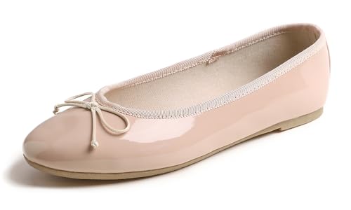 Feversole Damen Klasssische Ballerinas Lack Balerinaschuhe Flach Damenschuhe von Feversole