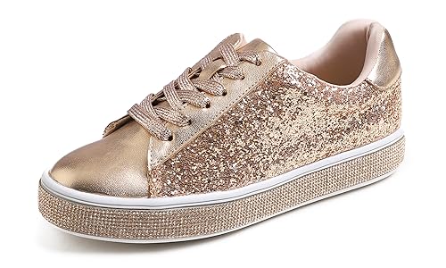 Feversole Mode Funkeln Plattform Strass Party Urlaub Hochzeit Turnschuhe Roségold 41 von Feversole