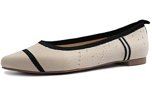 Feversole Point Loafer, Damen Ballerina Slip On Spitz Schuhe rutschfest Flach Stricken Sneaker Bequem Sommer Elegant Sportlich Flat Shoes Frauen von Feversole