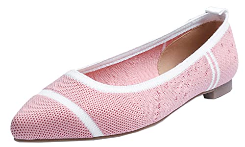 Feversole Point Loafer, Damen Ballerina Slip On Spitz Schuhe rutschfest Flach Stricken Sneaker Bequem Sommer Elegant Sportlich Flat Shoes Frauen von Feversole