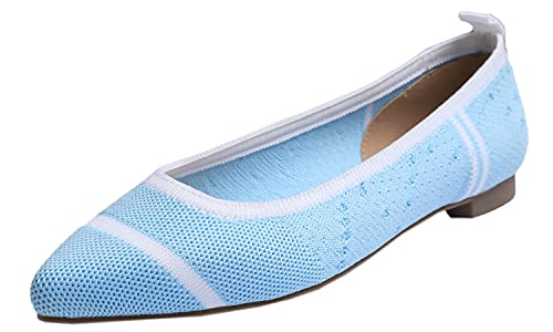 Feversole Point Loafer, Damen Ballerina Slip On Spitz Schuhe rutschfest Flach Stricken Sneaker Bequem Sommer Elegant Sportlich Flat Shoes Frauen von Feversole