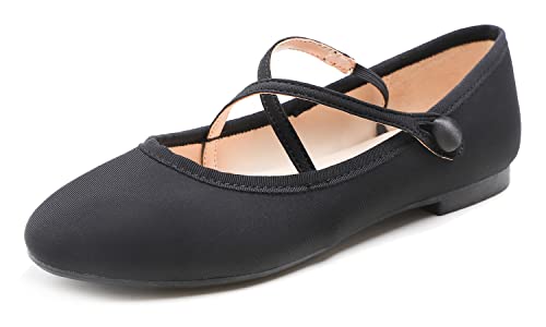 Feversole Suede Elestic Flat, Runde Spitze Stretchy Damen Ballerinas,Canvas elastisch flach von Feversole