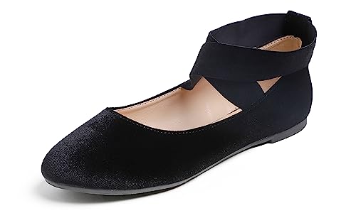 Feversole Suede Elestic Flat, Runde Spitze Stretchy Damen Ballerinas,Samt Elastisch Flach 36 EU von Feversole