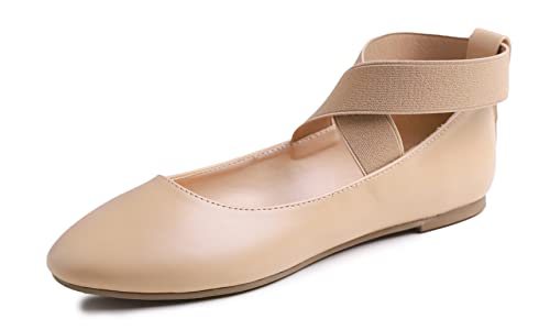 Feversole Suede Elestic Flat, Runde Spitze Stretchy Damen Ballerinas,Synthetik elastisch flach von Feversole