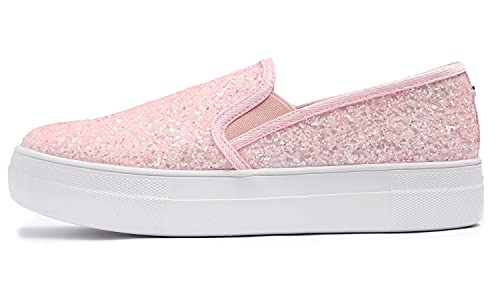 Feversole Women's Featured Glitter Sneaker,Sdamen Schuhe Slip On Sneakers Freizeit Atmungsaktive Fitness Turnschuhe Plattform Air Leichte Outdoor Walking Schuhe von Feversole