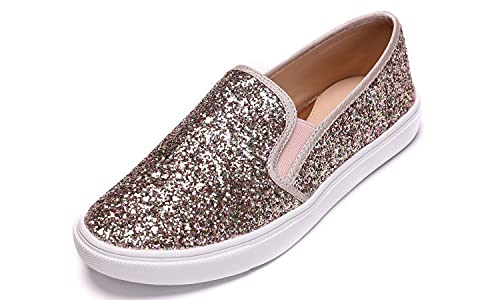 Feversole Women's Featured Glitter Sneaker,Sdamen Schuhe Slip On Sneakers Freizeit Atmungsaktive Fitness Turnschuhe Plattform Air Leichte Outdoor Walking Schuhe von Feversole