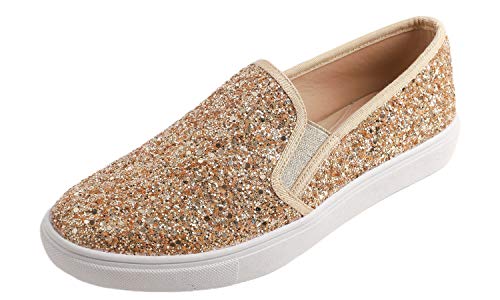 Feversole Women's Featured Glitter Sneaker,Sdamen Schuhe Slip On Sneakers Freizeit Atmungsaktive Fitness Turnschuhe Plattform Air Leichte Outdoor Walking Schuhe von Feversole