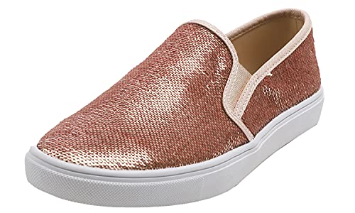 Feversole Women's Featured Sequin Sneaker,Sdamen Schuhe Slip On Sneakers Freizeit Atmungsaktive Fitness Turnschuhe Plattform Air Leichte Outdoor Walking Schuhe von Feversole