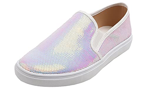 Feversole Women's Featured Sequin Sneaker,Sdamen Schuhe Slip On Sneakers Freizeit Atmungsaktive Fitness Turnschuhe Plattform Air Leichte Outdoor Walking Schuhe von Feversole