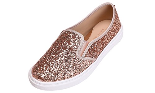 Feversole Women's Featured Glitter Sneaker,Sdamen Schuhe Slip On Sneakers Freizeit Atmungsaktive Fitness Turnschuhe Plattform Air Leichte Outdoor Walking Schuhe von Feversole