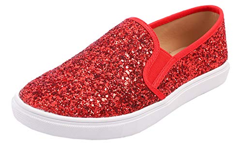 Feversole Women's Featured Glitter Sneaker,Sdamen Schuhe Slip On Sneakers Freizeit Atmungsaktive Fitness Turnschuhe Plattform Air Leichte Outdoor Walking Schuhe von Feversole