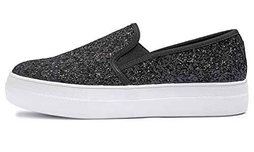 Feversole Women's Featured Glitter Sneaker,Sdamen Schuhe Slip On Sneakers Freizeit Atmungsaktive Fitness Turnschuhe Plattform Air Leichte Outdoor Walking Schuhe von Feversole