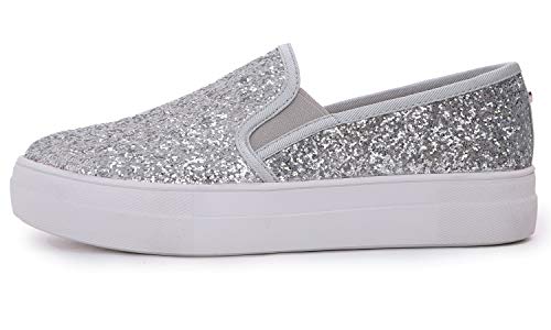 Feversole Women's Featured Glitter Sneaker,Sdamen Schuhe Slip On Sneakers Freizeit Atmungsaktive Fitness Turnschuhe Plattform Air Leichte Outdoor Walking Schuhe von Feversole