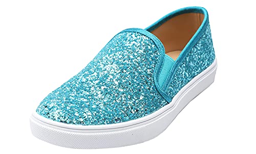 Feversole Women's Featured Glitter Sneaker,Sdamen Schuhe Slip On Sneakers Freizeit Atmungsaktive Fitness Turnschuhe Plattform Air Leichte Outdoor Walking Schuhe von Feversole