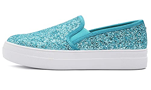 Feversole Women's Featured Glitter Sneaker,Sdamen Schuhe Slip On Sneakers Freizeit Atmungsaktive Fitness Turnschuhe Plattform Air Leichte Outdoor Walking Schuhe von Feversole