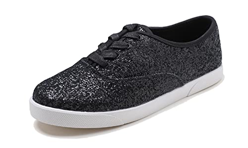 Feversole Women's Featured Glitter Lace Up Sneaker,Damen Sneaker Atmungsaktiv Turnschuhe Leicht Laufschuhe Sportschuhe Freizeitschuhe von Feversole