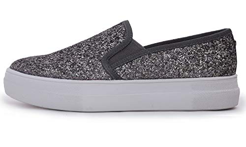 Feversole Women's Featured Glitter Sneaker,Sdamen Schuhe Slip On Sneakers Freizeit Atmungsaktive Fitness Turnschuhe Plattform Air Leichte Outdoor Walking Schuhe von Feversole