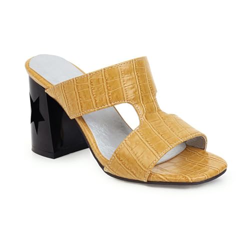 FgdeupY 8,5 cm Frauen Quadratische Offene Zehe Pantoletten Flip Flops Chunky Heels Slip On Sandalen Block High Heel Mode Hochzeitskleid Schuhe,Gelb,47 EU FgdeupY 8,5 cm Frauen Quadratische Offene Zehe Pantoletten Flip Flops Chunky Heels Slip On Sandalen Block High Heel Mode Hochzeitskleid Schuhe,Gelb,47 EU von FgdeupY