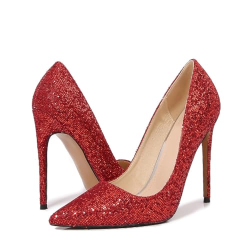 Damen 12cm/4.72in Pumps – Multi-Occasion High Heels mit Rutschfester Sohle – für Büro, tägliches Spazierengehen, Hochzeit,Rot,45 EU Damen 12cm/4.72in Pumps – Multi-Occasion High Heels mit Rutschfester Sohle – für Büro, tägliches Spazierengehen, Hochzeit,Rot,45 EU von FhiHUEpr