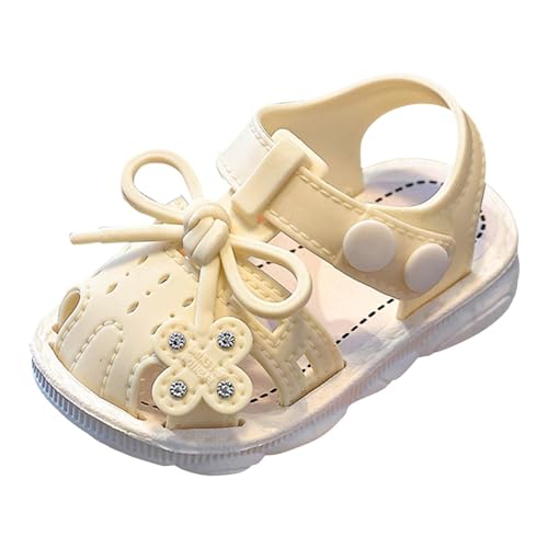 Barfußschuhe Kinder, Barefoot Kids, weiche Lauflernschuhe, geschlossene Sandalen Mädchen & Jungen, Krabbelschuhe, Minimalschuhe, Frühling - Sommer, Klettverschluss (01-1-Beige, 18.5 Infant) von Fhuuly