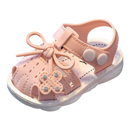 Barfußschuhe Kinder, Barefoot Kids, weiche Lauflernschuhe, geschlossene Sandalen Mädchen & Jungen, Krabbelschuhe, Minimalschuhe, Frühling - Sommer, Klettverschluss (01-1-Rosa, 19 Infant) von Fhuuly