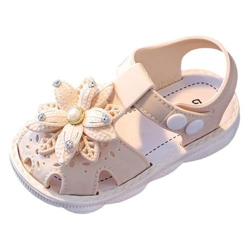 Barfußschuhe Kinder, Barefoot Kids, weiche Lauflernschuhe, geschlossene Sandalen Mädchen & Jungen, Krabbelschuhe, Minimalschuhe, Frühling - Sommer, Klettverschluss (01-2-Beige, 18.5 Infant) von Fhuuly