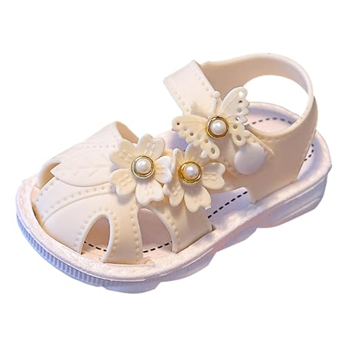 Barfußschuhe Kinder, Barefoot Kids, weiche Lauflernschuhe, geschlossene Sandalen Mädchen & Jungen, Krabbelschuhe, Minimalschuhe, Frühling - Sommer, Klettverschluss (01-4-Beige, 18.5 Infant) von Fhuuly